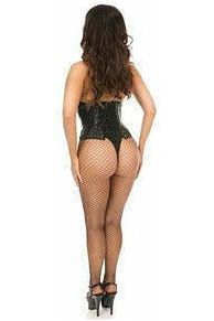 Lavish Wet Look Faux Leather Lace-Up Under Bust Corset - Daisy Corsets