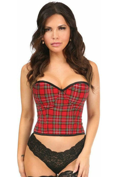 Lavish Red Plaid Underwire Bustier - Daisy Corsets