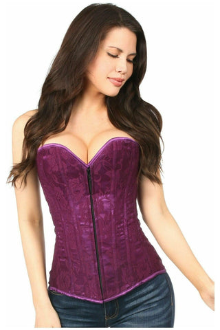 Lavish Magenta Lace Overbust Corset w/Zipper - Daisy Corsets