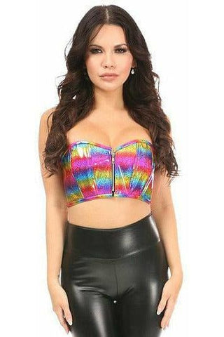 Lavish Rainbow Glitter Short Bustier Top - Daisy Corsets