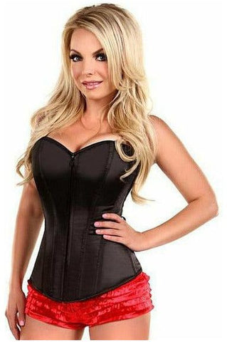 Lavish Black Sweetheart Front Zipper Corset - Daisy Corsets