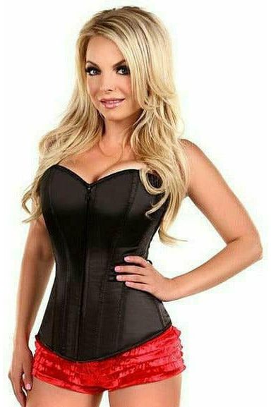 Lavish Black Sweetheart Front Zipper Corset - Daisy Corsets