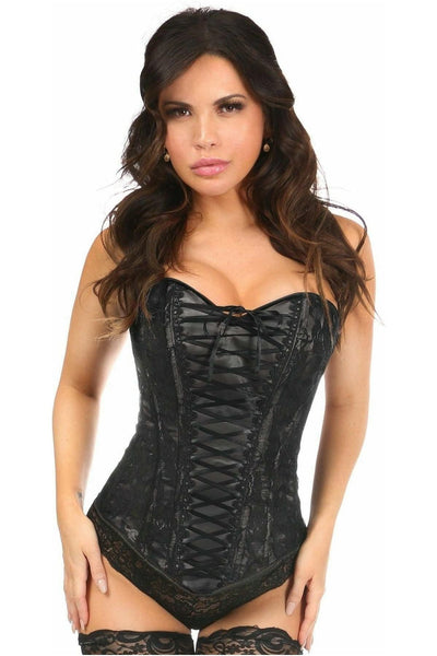 Lavish Black Lace-Up Overbust Corset w/Black Lace - Daisy Corsets