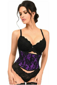 Lavish Purple w/Black Lace Overlay Mini Cincher - Daisy Corsets