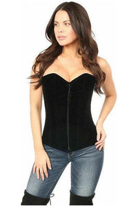 Lavish Black Velvet Overbust Corset - Daisy Corsets