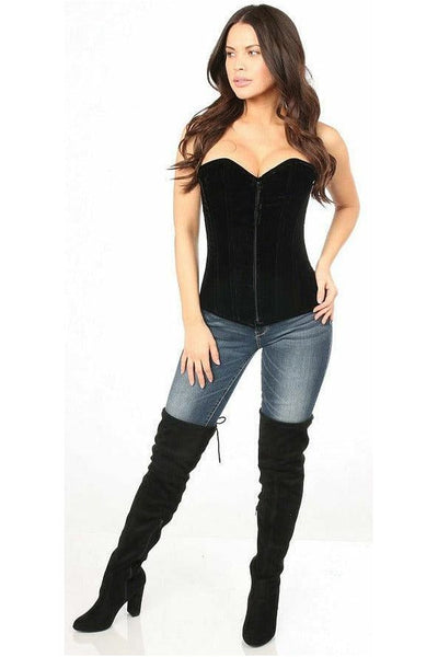 Lavish Black Velvet Overbust Corset - Daisy Corsets