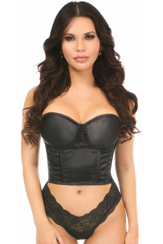 Lavish Black Satin Underwire Bustier - Daisy Corsets