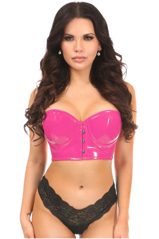 Lavish Hot Pink Patent PVC Underwire Short Bustier