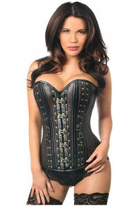 Top Drawer Faux Leather Steel Boned Corset w/Rivets - Daisy Corsets