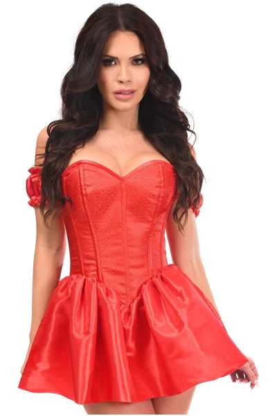 Top Drawer Steel Boned Red Brocade & Taffeta Corset Dress