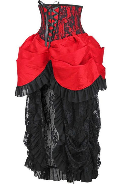 Top Drawer Steel Boned Red/Black Lace Victorian Bustle Underbust Corset Dress