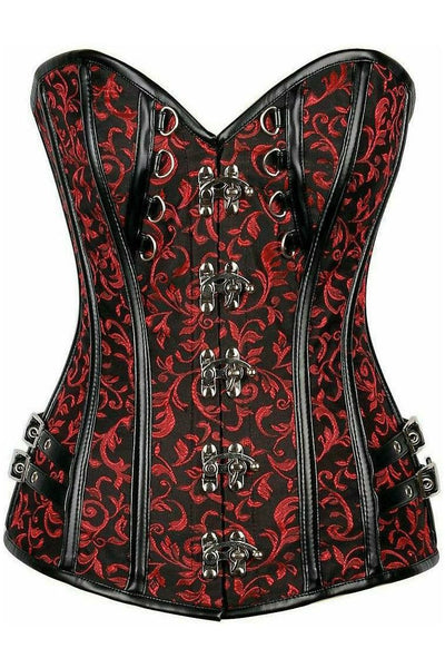 Top Drawer Brocade & Faux Leather Steel Boned Corset - Daisy Corsets