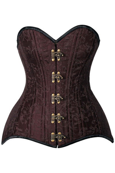 Top Drawer CURVY Brown Brocade Double Steel Boned Overbust Corset