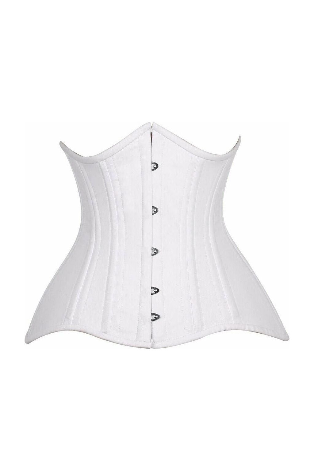 Top Drawer CURVY White Cotton Double Steel Boned Underbust Waist Cincher Corset - Daisy Corsets