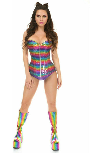 Top Drawer Rainbow Glitter Steel Boned Corset