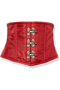 Top Drawer Wine Brocade Steel Boned Mini Cincher w/Clasps