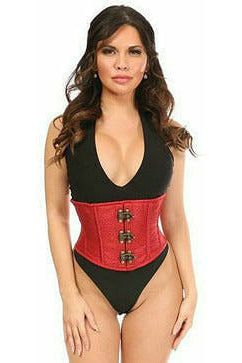 Top Drawer Wine Brocade Steel Boned Mini Cincher w/Clasps