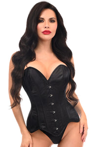 Top Drawer Black Satin Steel Boned Overbust Corset