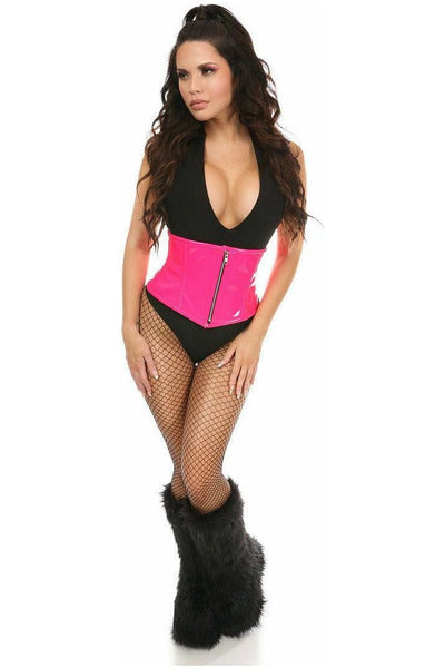 Top Drawer Hot Pink Patent Steel Boned Mini Cincher - Daisy Corsets