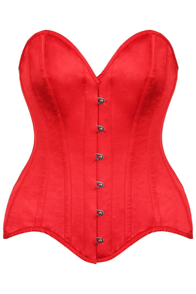 Top Drawer Red Satin Steel Boned Overbust Corset