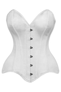 Top Drawer White Satin Steel Boned Overbust Corset