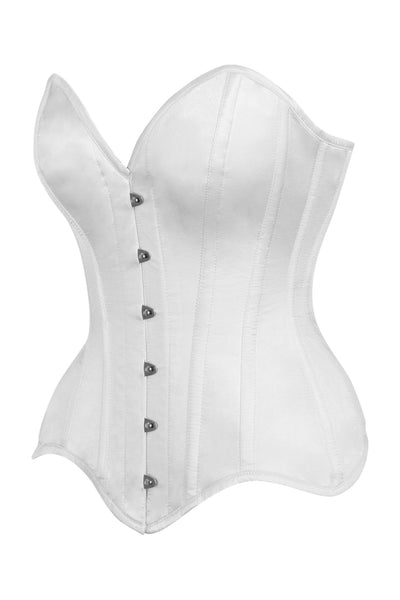 Top Drawer White Satin Steel Boned Overbust Corset