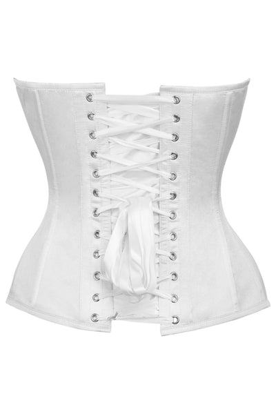 Top Drawer White Satin Steel Boned Overbust Corset