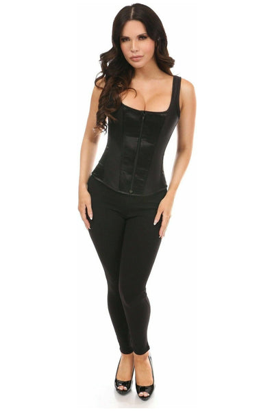 Top Drawer Black Satin Steel Boned Corset w/Straps - Daisy Corsets