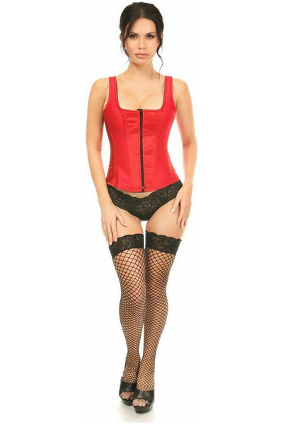 Top Drawer Red Satin Steel Boned Corset w/Straps