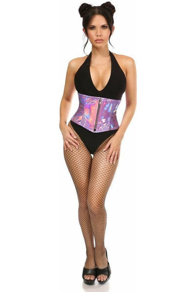 Top Drawer Lavender Holo Steel Boned Mini Cincher - Daisy Corsets