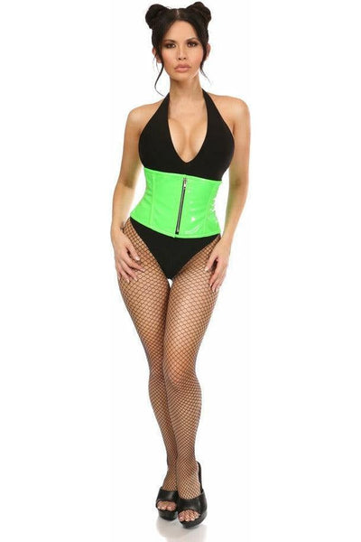 Top Drawer Neon Green Patent Steel Boned Mini Cincher - Daisy Corsets