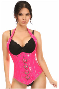 Top Drawer Steel Boned Hot Pink Patent PVC Vinyl Underbust Corset Top