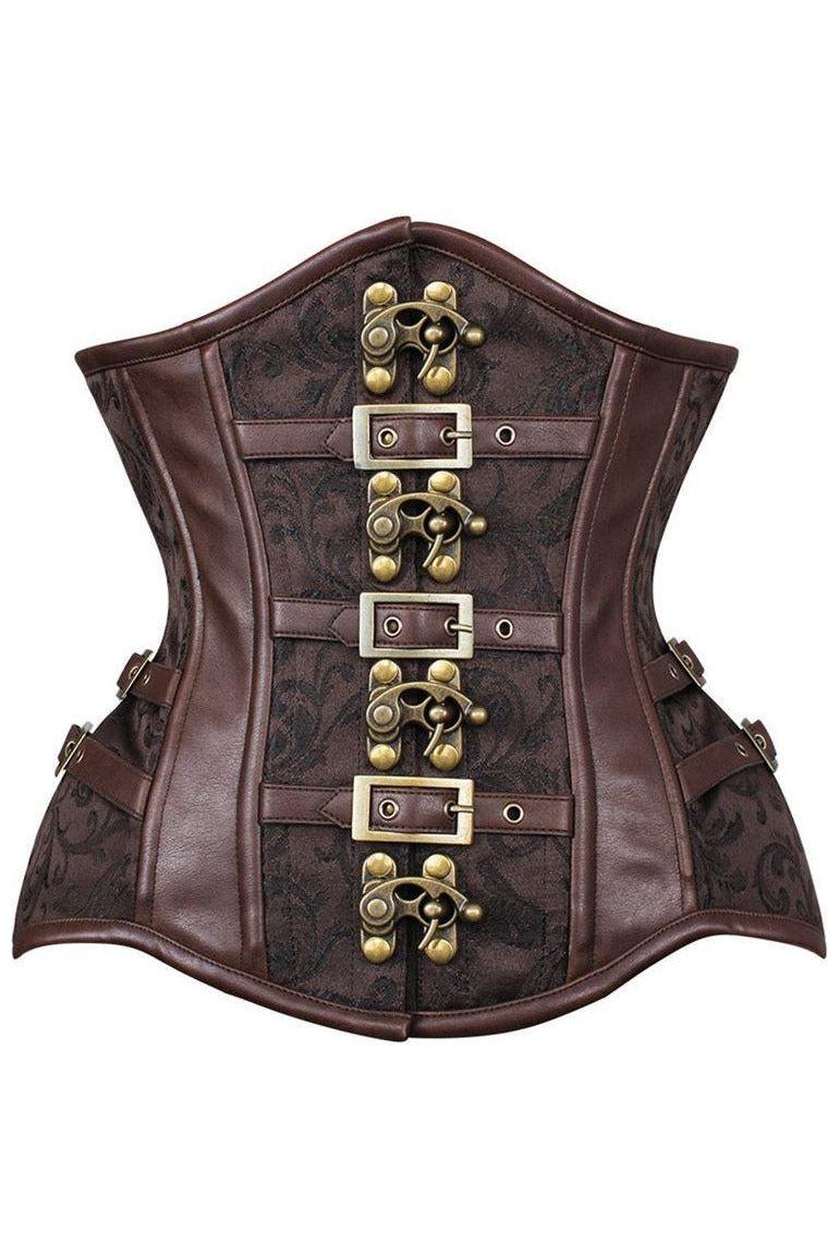 Top Drawer Brown Brocade Steampunk Steel Boned Underbust Corset