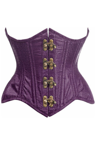 Top Drawer Double Steel Boned Plum Brocade Curvy Underbust Corset