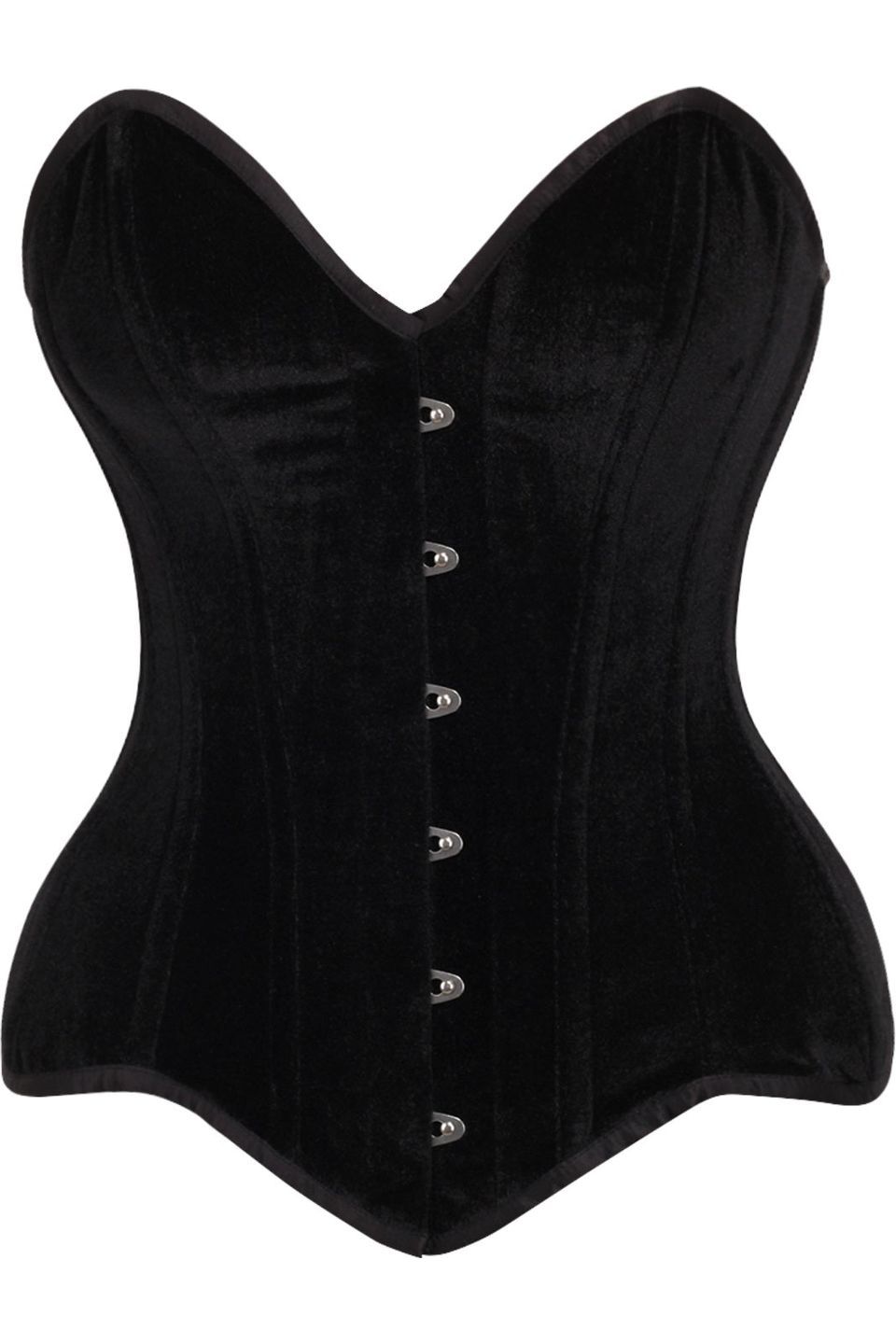 Top Drawer Black Velvet Steel Boned Overbust Corset