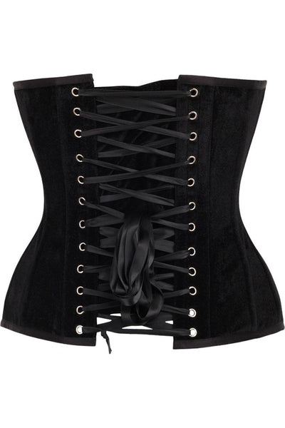 Top Drawer Black Velvet Steel Boned Overbust Corset