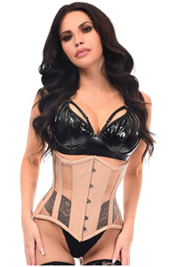 Top Drawer Nude Patent & Mesh Steel Boned Under Bust Corset