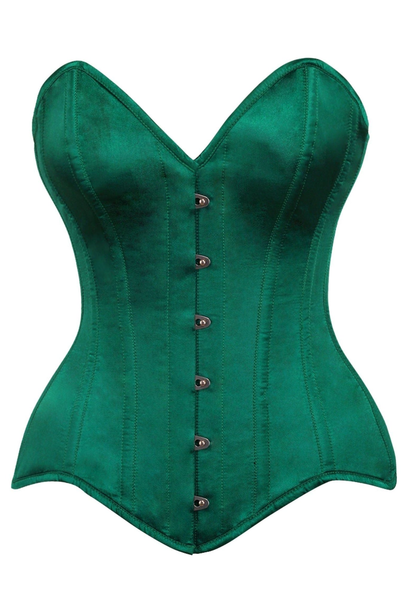 Top Drawer Dark Green Satin Steel Boned Overbust Corset