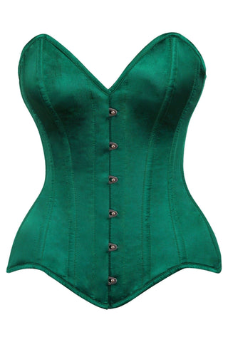 Top Drawer Dark Green Satin Steel Boned Overbust Corset