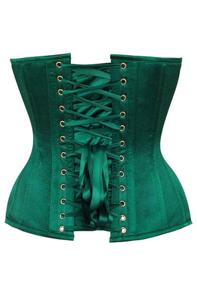 Top Drawer Dark Green Satin Steel Boned Overbust Corset