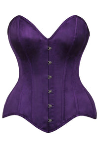 Top Drawer Dark Purple Satin Steel Boned Overbust Corset