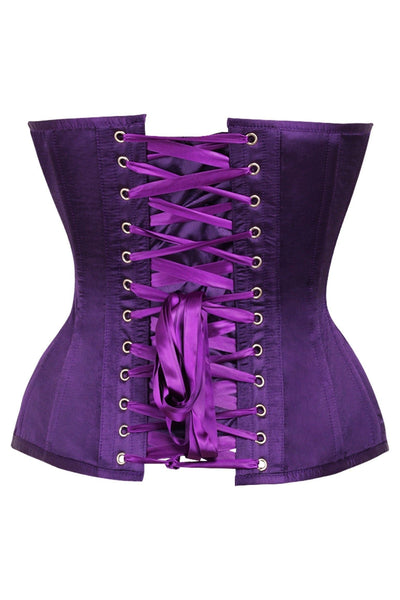 Top Drawer Dark Purple Satin Steel Boned Overbust Corset