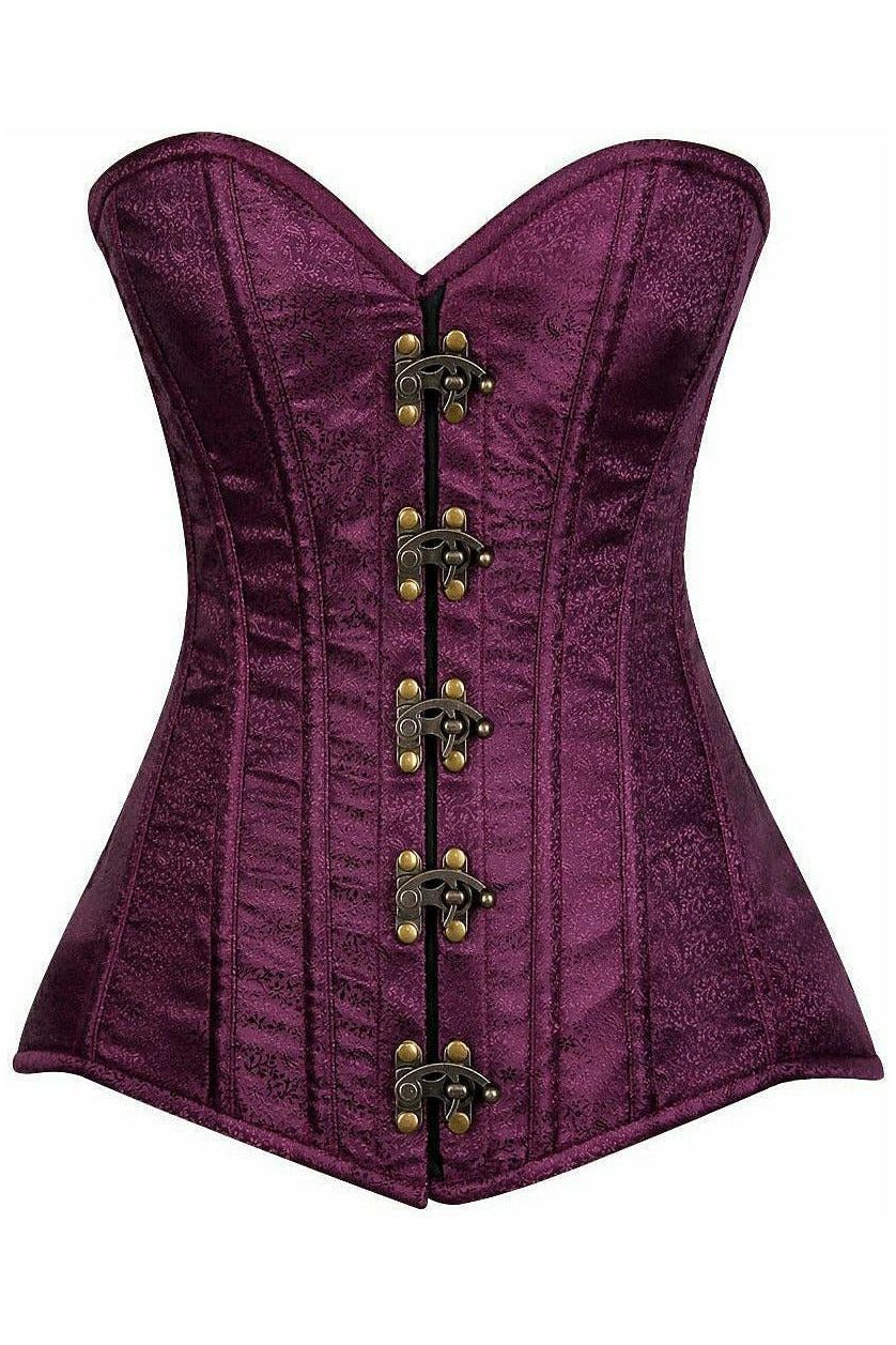 Top Drawer Plum Brocade Steel Boned Corset w/Clasp Closure - Daisy Corsets