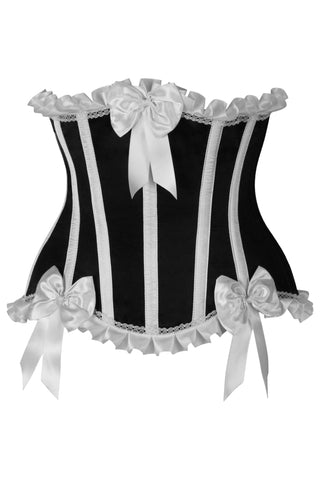 Top Drawer Black/White Steel Boned Burlesque Underbust Corset Waist Cincher