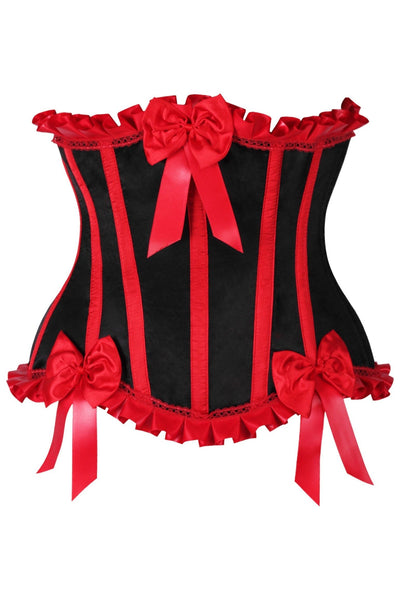 Top Drawer Black/Red Steel Boned Burlesque Underbust Corset Waist Cincher