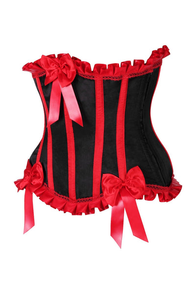 Top Drawer Black/Red Steel Boned Burlesque Underbust Corset Waist Cincher