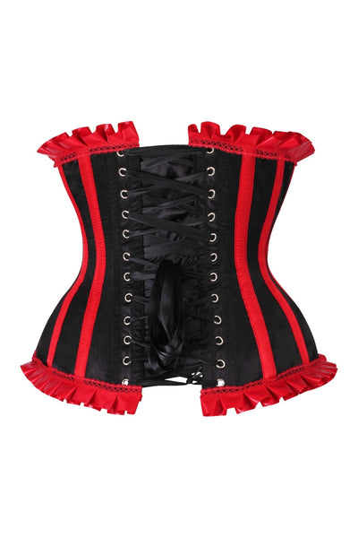 Top Drawer Black/Red Steel Boned Burlesque Underbust Corset Waist Cincher