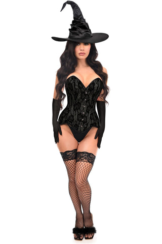 Top Drawer 3 PC Premium Black Witch Corset Costume