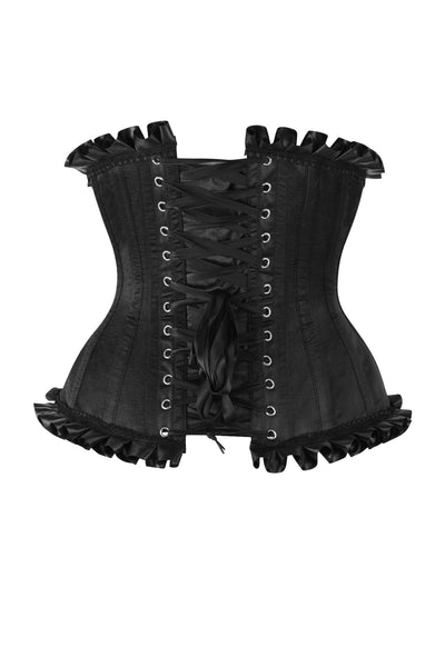 Top Drawer Black Steel Boned Burlesque Underbust Corset Waist Cincher