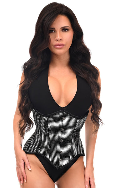 Top Drawer Rhinestone Double Steel Boned Underbust Waist Cincher Corset